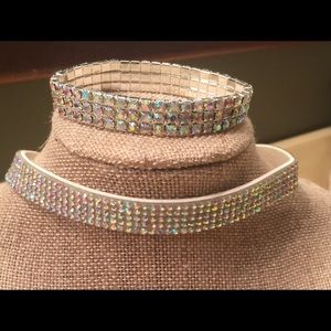 Clear AB crystal choker and Bracelet Set